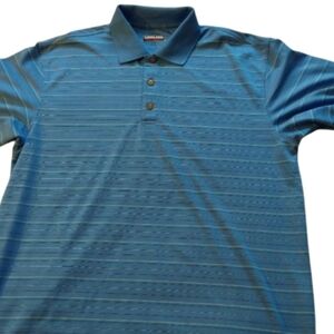 Size L men's Kirkland Blue collar striped golf shirt